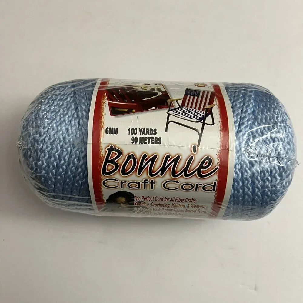 Bonnie Craft Cord 6mm 100 Yards Crochet Knit Knotting Weaving Macrame Sky Blue